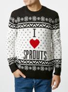 Topman Mens Black Christmas I Love Sprouts Crew Neck Sweater
