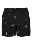 Topman Mens Black Embroidery Swim Shorts