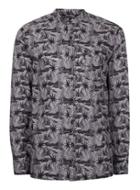 Topman Mens Multi Gray Cheetah Print Stand Collar Casual Shirt