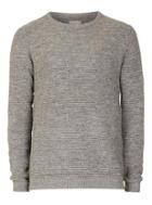 Topman Mens Grey Selected Homme Gray Waffle Textured Sweater