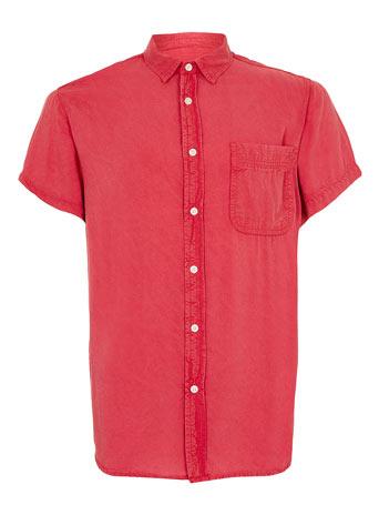Bleach Raspberry Viscose Short Sleeve Shirt