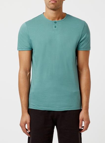 Topman Mens Sea Green Grandad T-shirt