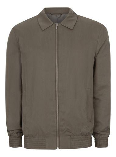 Topman Mens Green Khaki Tencel Smart Coach Jacket