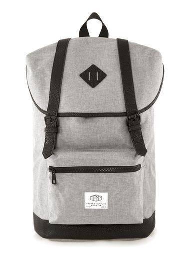 Topman Mens Grey Light Gray Explorer Backpack