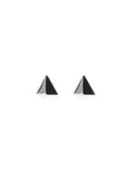Topman Mens Silver Look And Black Triangular Stud Earrings*