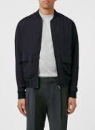 Topman Mens Blue Premium Navy Drape Bomber Jacket