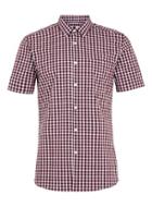 Topman Mens Red Burgundy Check Muscle Fit Casual Shirt