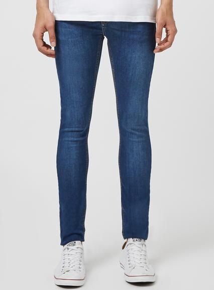 Topman Mens Mid Wash Blue Super Spray On Skinny Jeans