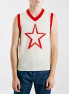 Topman Mens Tmd Red/white Star Knit Crew Sweater Vest