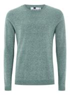 Topman Mens Green Teal And White Twist Side Ribbed Sweater