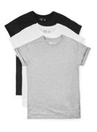 Topman Mens Black, White And Grey Muscle Fit Roller T-shirt Multipack
