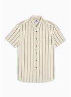 Topman Mens Cream Pinstripe Slim Shirt