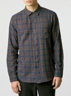 Topman Mens Blue Long Sleeve Navy/brown Cross Jacquard Shirt