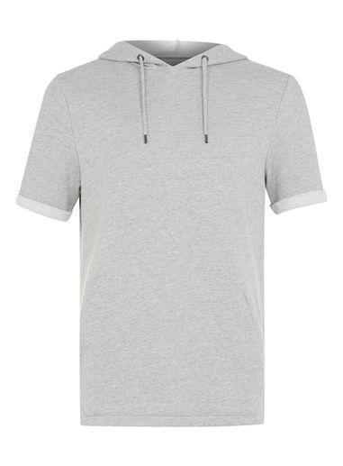 Topman Mens Mid Grey Grey Short Sleeve Hoodie