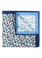 Topman Mens Blue Navy Daisy Print Pocket Square