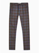Topman Mens Multi Purple And Brown Check Trousers