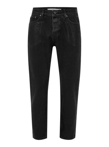 Topman Mens Black Coated Rigid Tapered Jeans