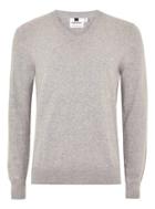 Topman Mens Grey Gray V Neck Hem Stitch Sweater