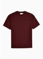 Topman Mens Red Burgundy Pintuck T-shirt