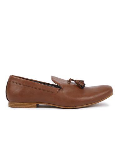 Topman Mens Brown Faux Leather Tassel Loafers