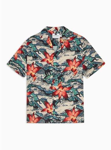 Topman Mens Multi Surfer Orchid Revere Shirt