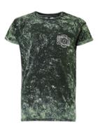Topman Mens Green Khaki Wash Custom Print Roller T-shirt