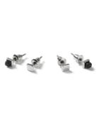 Topman Mens Silver Look And Black Small Square Stud Earrings 2 Pack*