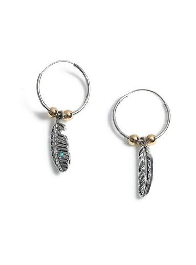 Topman Mens Silver Feather Earrings