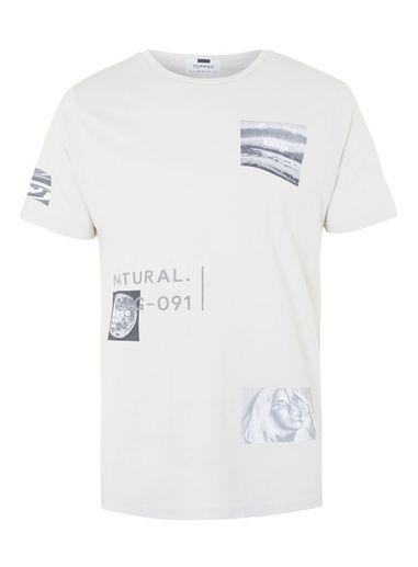 Topman Mens Grey Stone Natural Earth Print T-shirt