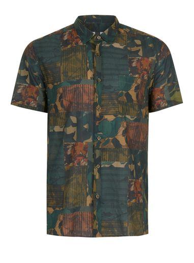 Topman Mens Multi Spliced Print Patchwork Shirt