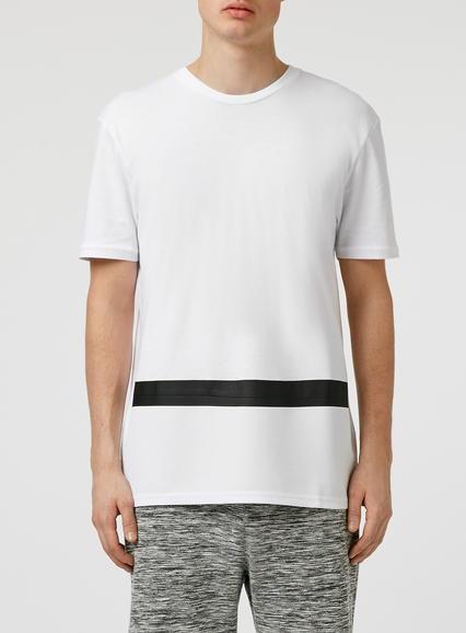Topman Mens White Cut And Sew Tape T-shirt