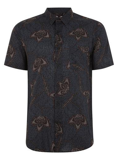 Topman Mens Navy Printed Shirt