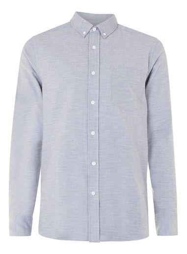 Topman Mens Black Blue Twill Button Down Casual Shirt