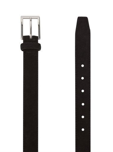 Topman Mens Skinny Smart Suede Leather Belt With Silver Buckle In Black