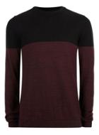 Topman Mens Black And Burgundy Colour Block Sweater