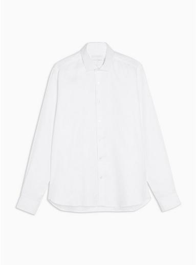 Topman Mens Premium White Textured Slim Shirt