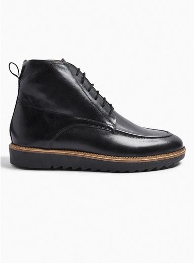 Topman Mens Black Real Leather Gibbon Boots