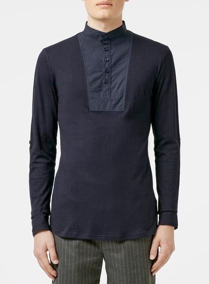Topman Mens Blue Rogues Of London Navy Patchwork Shirt