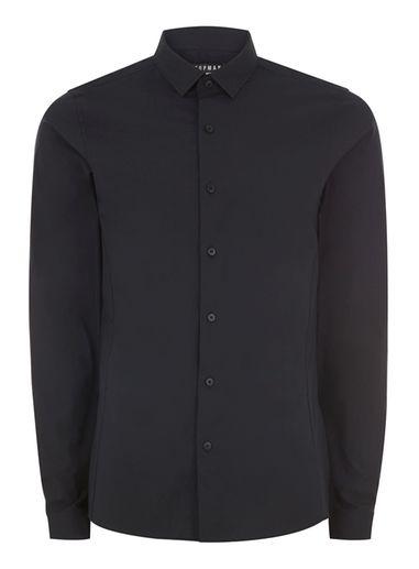 Topman Mens Black Ultra Muscle Fit Stretch Shirt