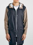 Topman Mens Blue Rains Navy 2 Tone Jacket