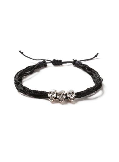 Topman Mens Black Thread Skull Bracelet*