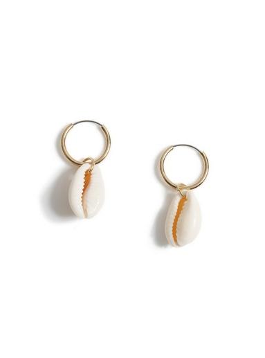 Topman Mens Cream Shell Hoop Earrings