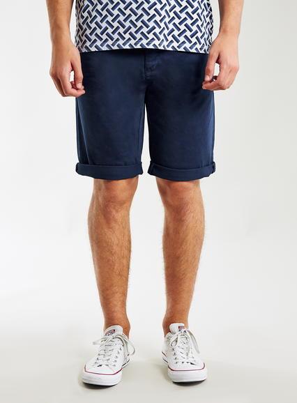 Topman Mens Blue Navy Longer Length Chino Shorts