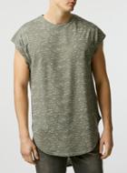 Topman Mens Green Burnout Cap Sleeve T-shirt