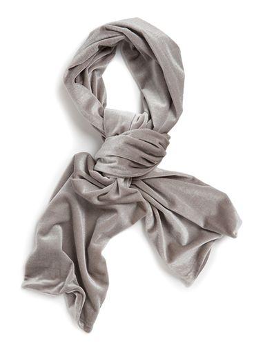 Topman Mens Black Light Grey Velvet Dress Scarf