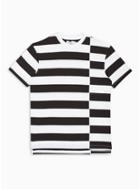 Topman Mens White And Black Spliced Stripe T-shirt