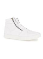 Topman Mens Grey White Leather Hi Tops
