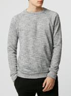 Topman Mens Black Grey Textured Sweatshirt