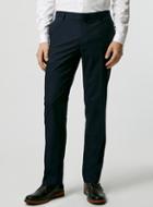 Topman Mens Blue Navy Textured Stretch Slim Fit Suit Pants