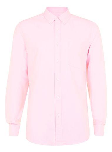 Topman Mens Pink Oxford Long Sleeve Casual Shirt